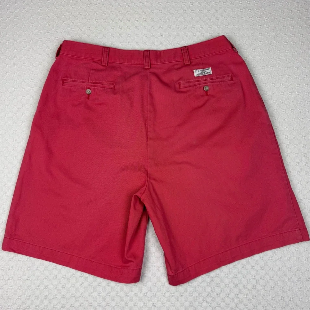 Polo Ralph Lauren Tyler Shorts Mens 36 (fits 34) Coral Pleated Classic Chino Y2K